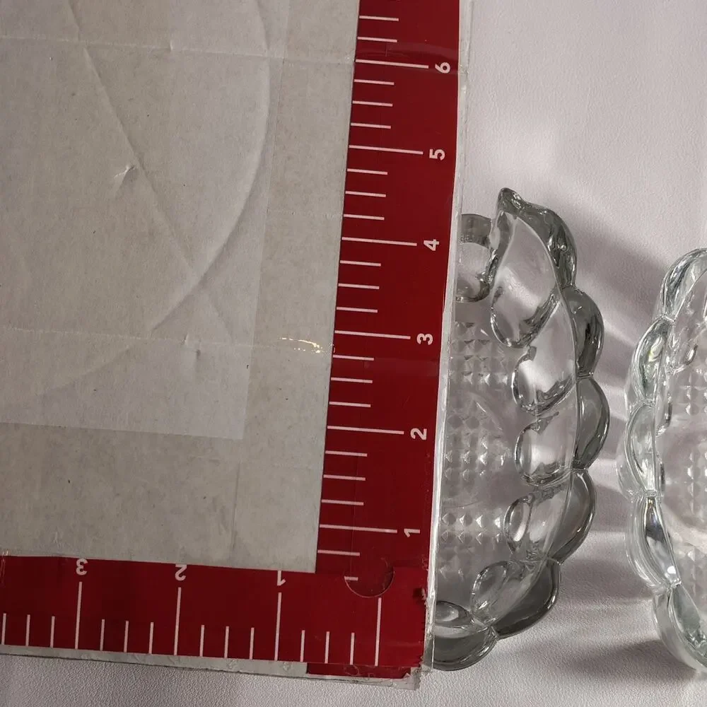Princess House Crystal Silverware Holders Clear Scalloped Oval Glass Dishes (2)